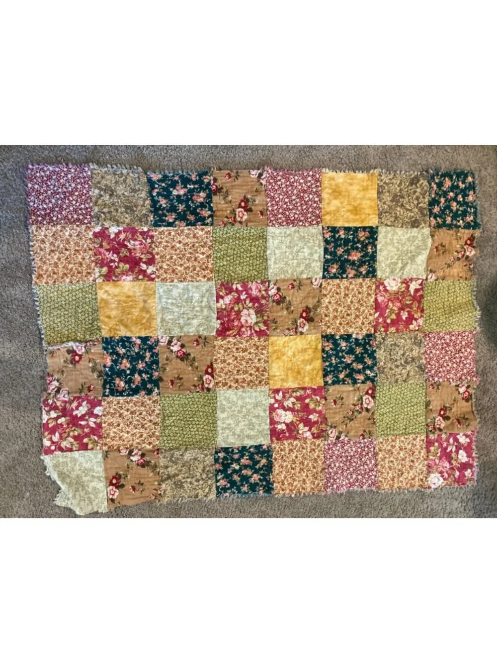 Handmade Ragtime Scrappy Floral Lap Baby Quilt 38"x54" - Picture 3 of 8